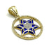 14K Gold & Diamond With Blue Enamel Star of David Round Necklace